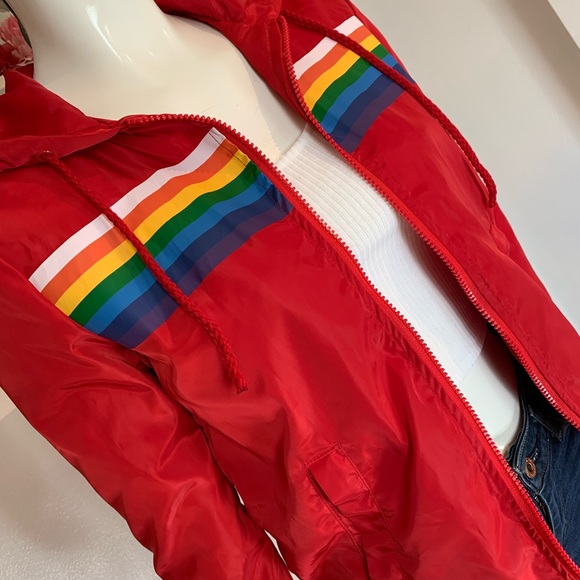COPY - Red Rainbow 🌈 Windbreaker Hoodie Jacket - Picture 3 of 5